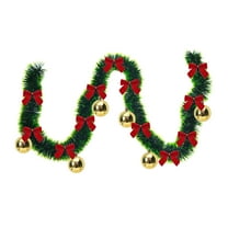 chaungfeng Christmas Tinsel Garland Decor, Green Garland with 12 Bows and 6 Christmas Balls, Holiday Party Xmas Tree Decoration, 78.74inch/200cm