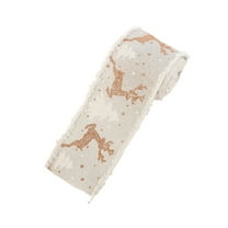 chaungfeng Christmas Tree Reindeer Wired Ribbon 2.4x79 Inch, Christmas Burlap Ribbon for Tree Decoration, Car Ribbon, Bows Making, Wreath, Gift Wrapping, Home Decor, Garland, Crafts