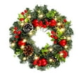 thumbnail image 1 of chaungfeng Christmas Wreath with Lights, Artificial Wreath, for Home Front Door Porch Table Centerpieces Candle Rings Wall Window Cabinets Farmhouse Decorations, 1 of 8