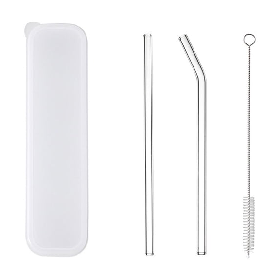 chaungfeng Clear Glass Straws, 7.8" x 0.3" Long Reusable Drinking Straws for 30 oz 20 oz Tumblers, Pack of 2 with 1 Straw Brush