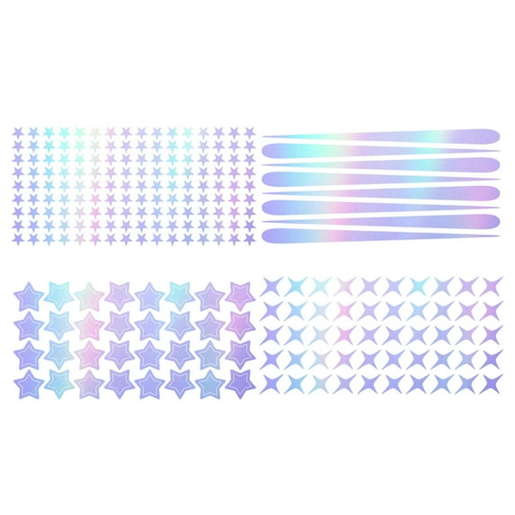 chaungfeng Color Changing Shiny Star Stickers, Stickers Glows In The Dark Sticker for Reward, 4Sheets Star Heart Sticker for Bedroom Window Party Wall Decor Fluorescent Stickers(C)