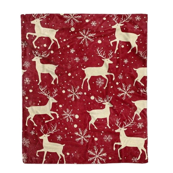 chaungfeng Comfort Velvet Soft Christmas Prints Fleece Blanket-Holiday Theme Décor Fuzzy Warm and Cozy Throws for Winter Bedding, Couch and Gift, 28 x 39 inch, (Reindeer)