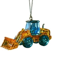 chaungfeng Construction Christmas Ornament, for Tree & Wall Display, Crystal Acrylic Heavy Duty Truck Decoration, Flat 2D Construction Vehicle Ornaments, Glossy Finish Durable Design