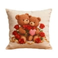 thumbnail image 1 of chaungfeng Couple Throw Pillow Covers 18 x 18 Inch, Cute Cartoon Animals Print Cushion Covers Romantic Pillow Cases for Sofa Couch Porch Inside Outside Holiday Party Decor (Two Bears), 1 of 6
