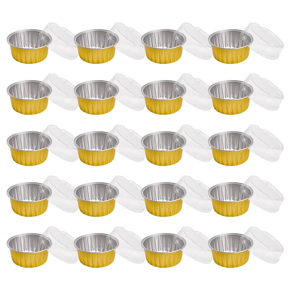 chaungfeng Cupcake Liners for Baking, 20pcs Muffin Liners, Disposable Foil Ramekins, Dessert Containers, Aluminum Foil Baking Cupcake Cups Holders Pans with Lids