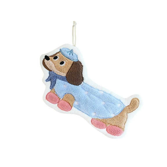 chaungfeng Cute Dog Hand Towels, Dog Lover Mom Dad Gifts Coral Fleece Absorbent Shaped Towel for Kitchen Bath Room Decor, Cartoon Animal Bathroom Hand Towels Can Be Hung 11x6.7 inch