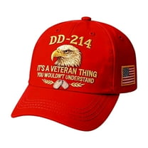 chaungfeng DD-214 Veteran Baseball Hat - Embroidered Eagle Patriotic Hat - Veterans Day Gift for Retired Soldiers - Red