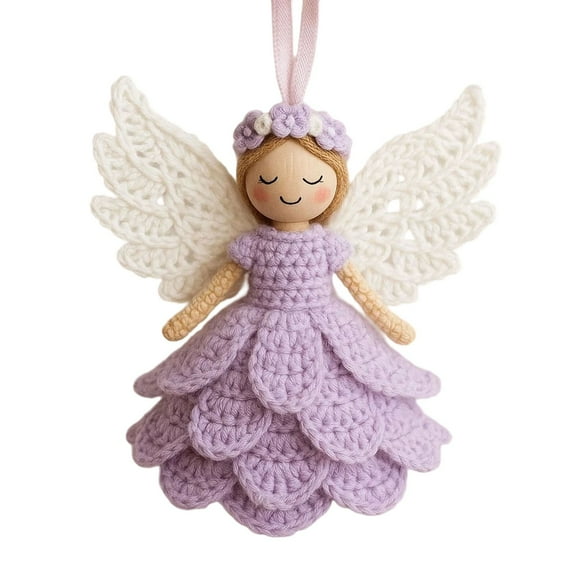 chaungfeng DIY Crochet Angel Ornament Kit, Handmade Yarn Craft Set for Beginners, Christmas Tree Decoration, Crochet Doll Hanging Ornament, Holiday Gift for Adults (5.9inch)