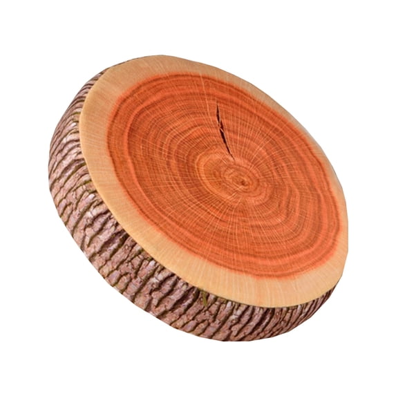 chaungfeng Decorative Round Cushion, 15 Inch Stump Circle Seating Floor Cushion 3D Tree Wood Slice Chair Seat Cushion Ginkgo Tree Ring Pillow Stump, for Home, Bedroom, Office Decor