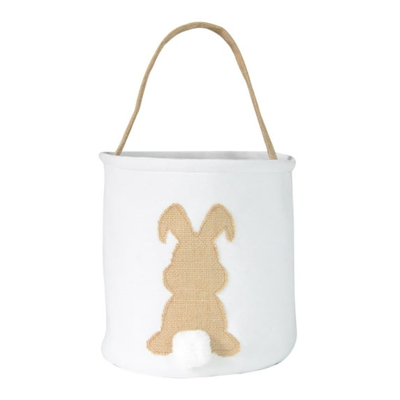 chaungfeng Easter Bunny Basket Bags, 9 x 10 Inch Rabbit Bucket Tote for Easter Egg Hunts Decorations Candy Gifts Storage (Yellow)