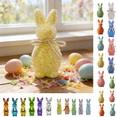 thumbnail image 1 of chaungfeng Easter Bunny Decorations, Glitter Flocked Bunny Figurine Easter Flocking Rabbit Tabletop Ornament for Farmhouse Home Decor, 1 of 6