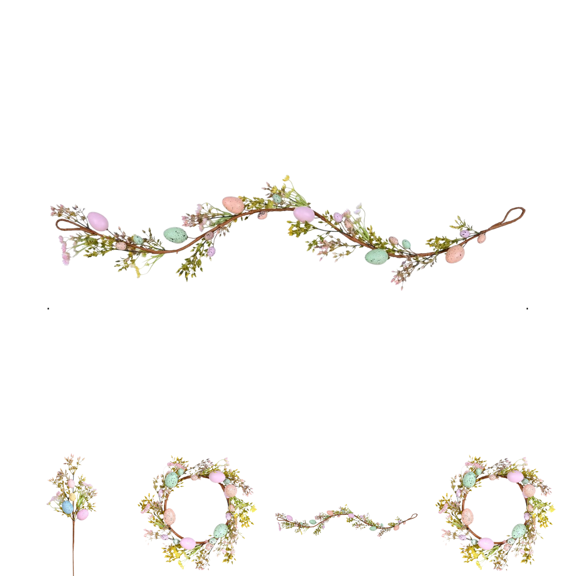 chaungfeng Easter Egg Garland, 47.2in Artificial Garlands Easter Decorations Spring Garland for Mantle Front Door Kitchen Fireplace Wall Window Indoor Outdoor Home