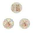 thumbnail image 1 of chaungfeng Easter Round Placemats Set of 3, 14.57 Inch Colored Buffalo Plaid Bunnys Flowers Spring Round Table Mats for Easter Party Dining Decoration(Style 1), 1 of 9