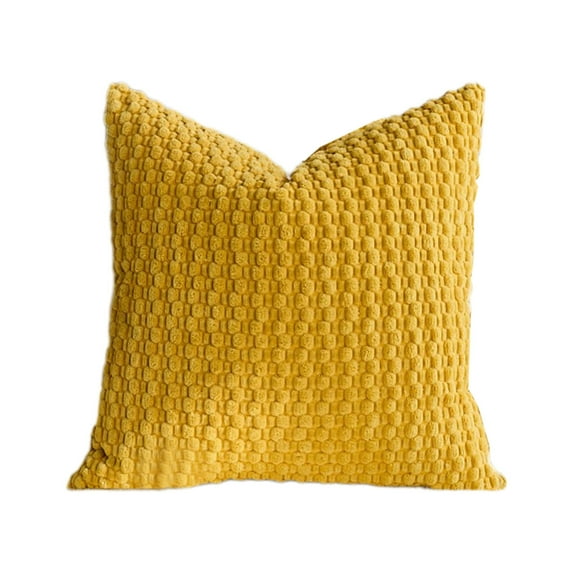 chaungfeng Fall Decorative Throw Pillow Covers 18x18 Inch, 5 Colors Blends for Living Room Couch Bed Sofa, Farmhouse Boho Soft Plush Striped Corduroy Square Cushion Case (Yellow)