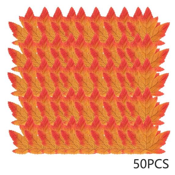 chaungfeng Fall Leaves Fake Artificial Maple Leaf Leaves for Table Home Crafts, Fall Party Wedding Halloween Autumn Thanksgiving Table Decorations Indoor 50pcs Orange