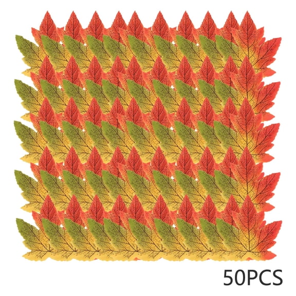 chaungfeng Fall Leaves Fake Artificial Maple Leaf Leaves for Table Home Crafts, Fall Party Wedding Halloween Autumn Thanksgiving Table Decorations Indoor 50pcs Red