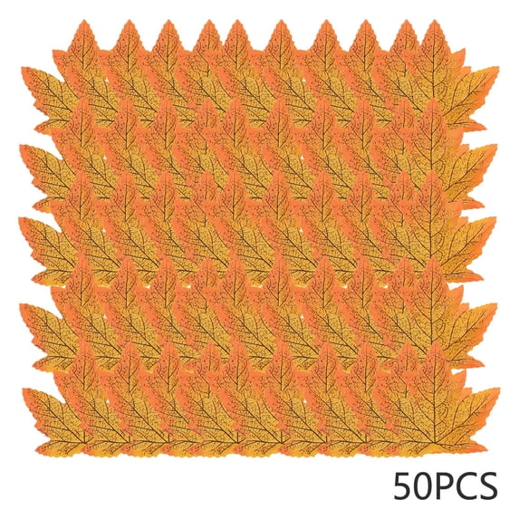 chaungfeng Fall Leaves Fake Artificial Maple Leaf Leaves for Table Home Crafts, Fall Party Wedding Halloween Autumn Thanksgiving Table Decorations Indoor 50pcs Gold