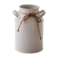 thumbnail image 1 of chaungfeng Farmhouse Metal Flower Vase Wedding Decor, Rustic Iron Milk Can Jug Vase without Bow Flower Bucket for Table Centerpiece Valentine Home (6.5 Inch,White), 1 of 6