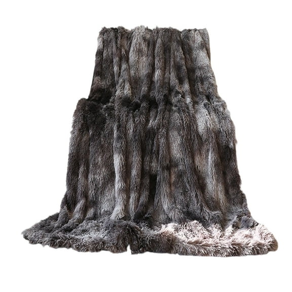 chaungfeng Faux Fur Throw Blanket, Dark Gray Soft 31.5"x47" Fluffy Bed Blanket, Cozy Shaggy Plush Decorative Couch Throw, Cute Furry Fuzzy Lap Blanket for Women Men Gift