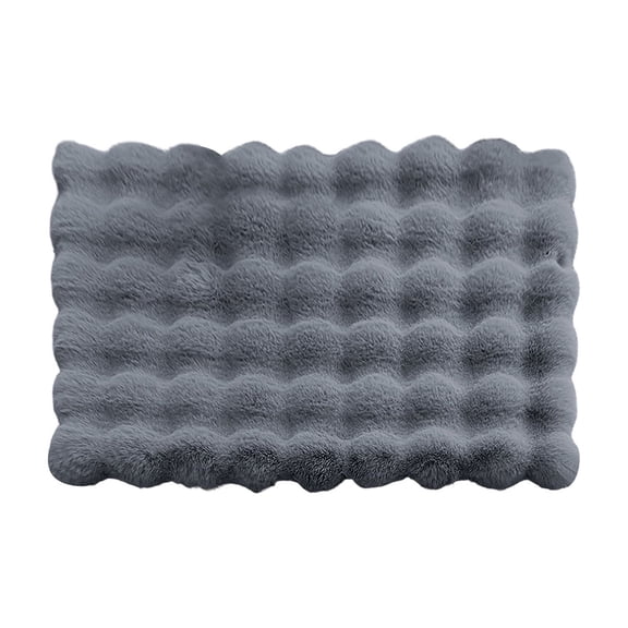 chaungfeng Faux Rabbit Fur Area Rug for Pet, Gray 14x20 Inch Fluffy Soft Cats Pad, Rectangle Fuzzy Carpet for Living Room, Bedroom, Machine Washable Shaggy - 3D Bubble
