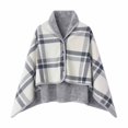 thumbnail image 1 of chaungfeng Fleece Wearable Blanket, Plaid Colorblocking Lap Blanket Comfy Poncho Throw with Buttons, Multifunctional Shawl Bucket Blanket Cape for Bed Sofa Office, (31.5"x53.1"), 1 of 7