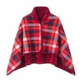 thumbnail image 1 of chaungfeng Fleece Wearable Blanket, Plaid Colorblocking Lap Blanket Comfy Poncho Throw with Buttons, Multifunctional Shawl Bucket Blanket Cape for Bed Sofa Office, (31.5"x53.1"), 1 of 6