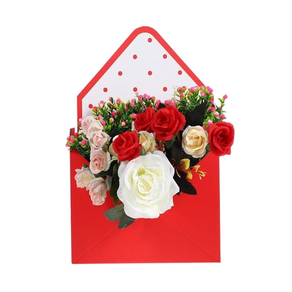 chaungfeng Florist Bouquet Envelope Boxes, 1 Pack Flower Arrangement Box Packaging Gift Paper Boxes for Wedding, Party, Birthday, Mother's Day, Red (S)