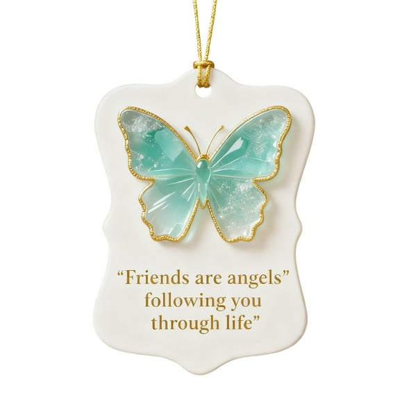 chaungfeng Friends are Angels Butterfly Christmas Ornament, Heartfelt Friendship Keepsake with Inspirational Quote, Holiday Decoration for Home Decor, Xmas Tree, Winter Party