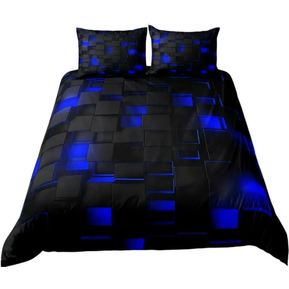 chaungfeng Geometric Black Queen Comforter Set,Light Honeycomb Bedding Set 3 Piece in A Bag,Bed Sheet Set Geometry Decor,Microfiber Lightweight All Season