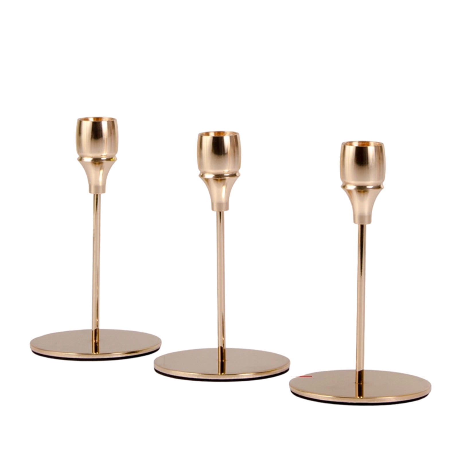 chaungfeng Gold Taper Candle Holder Set of 3, Gold Tall Candlestick ...