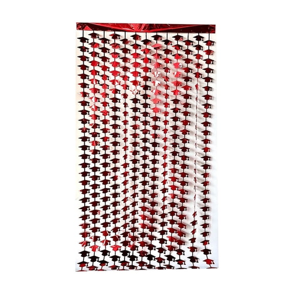 chaungfeng Graduation Decorations 2026 - 39x79in, Red Graduation Cap Metallic Foil Fringe Curtain, Graduation Cap Decorations, Graduation Streamers, Graduation Party Supplies