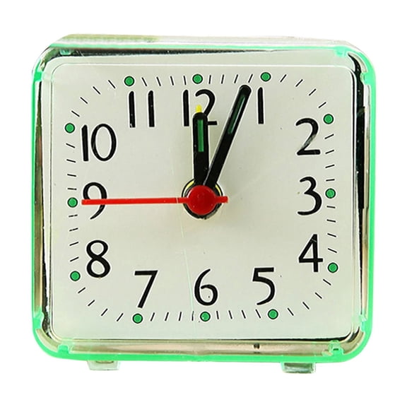 chaungfeng Green Compact Alarm Clocks - Stylish 2.1"x2.3" Design with Plastic Hands, High-Transparency Lens