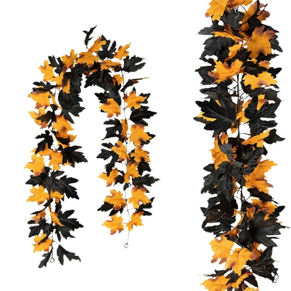 chaungfeng Halloween Fall Garland Maple Leaf Decorations, 68.9in Hanging Vine Garland, Indoor Home, Thanksgiving Decor for Home Wedding Fireplace Party Christmas