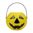 thumbnail image 1 of chaungfeng Halloween Pumpkin Bucket, Devil Smile Pumpkin Candy Bucket, Halloween Portable Small Plastic Candy Holder with Handle, for Halloween Decorations(6.7"x8.3"), 1 of 6