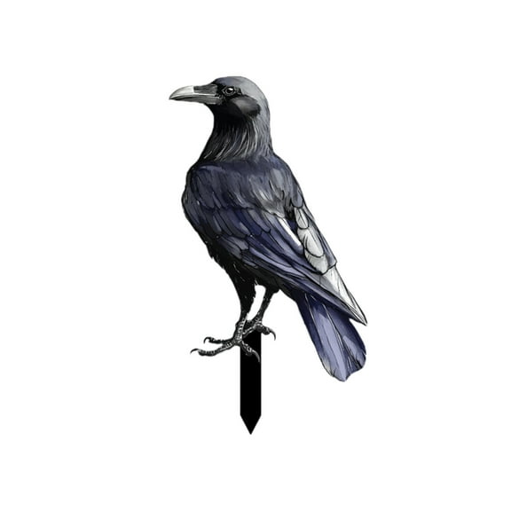 chaungfeng Halloween Raven Decor,Crow Yard Stake,Rustic Plastic Mini Garden Ornament,Raven Statue,Fence Topper,Suitable for Garden, Room, Halloween Decoration(Black) Witchy Gift
