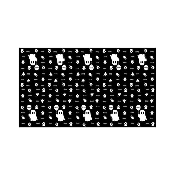 chaungfeng Halloween Tablecloth, Black Ghost Disposable Tablecloth 108x54 Inch Cute Cartoon Ghost Decorative Tablecloth for Halloween Party Birthday Table Decor