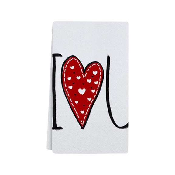 chaungfeng Happy Valentines's Day Decorations Kitchen Towels, 23.6x15.8 Inches Valentine Dish Towels with Love Heart Patterns Hand Towels Table Decor for Indoor Home Kitchen Decor