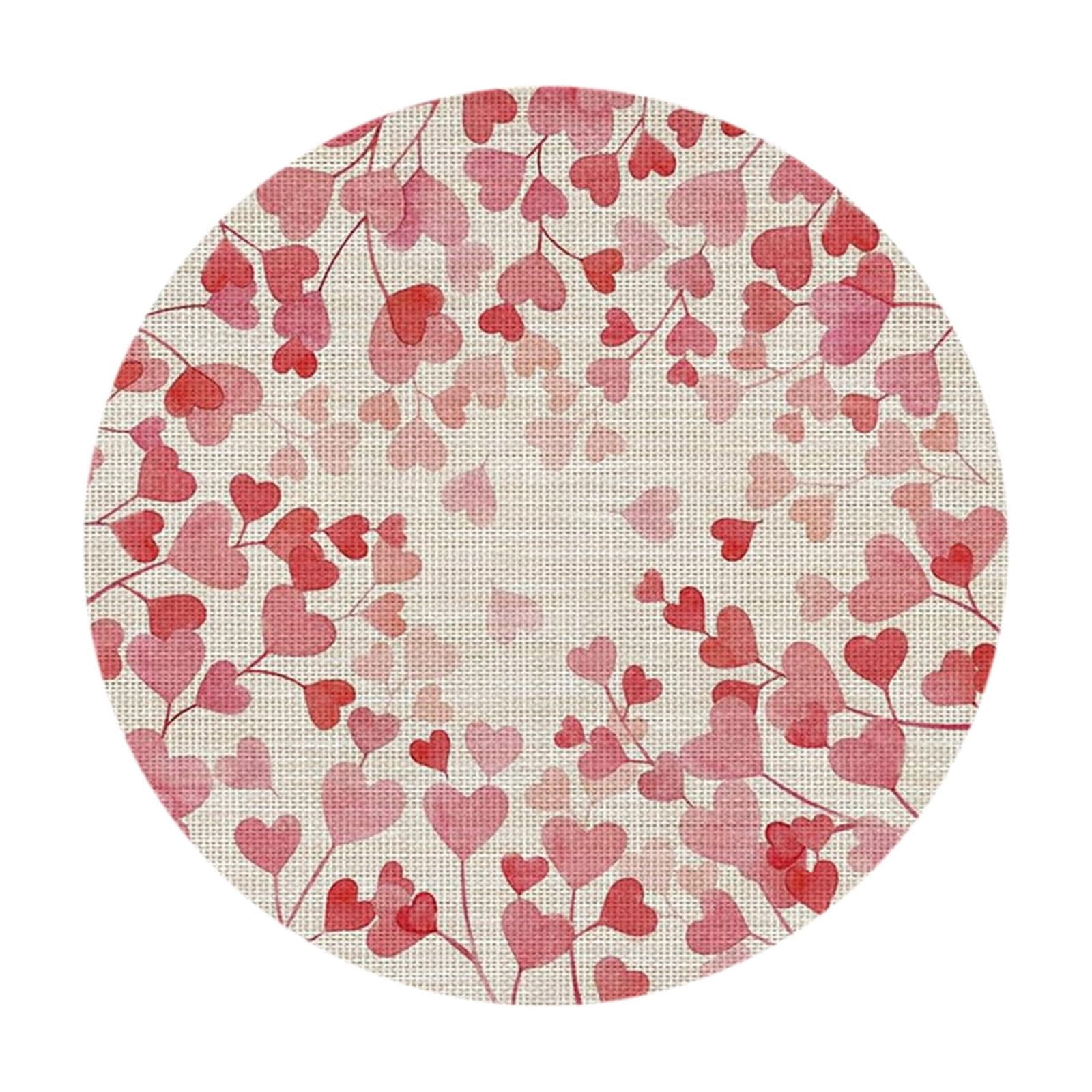 chaungfeng Heart-Shaped Print Valentine Round Placemat,14 Inch Round ...