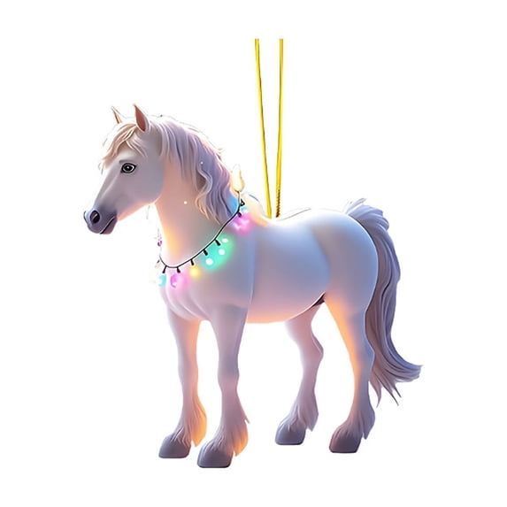 chaungfeng Horse Christmas Ornament - Family Holiday Tree Decor 2D Acrylic Hanging Decorations - Animal Lover Gift - Gifts for Horse Lovers Women - Nature Gift Decor