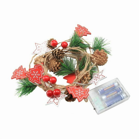 chaungfeng LED Pinecone String Lights, Berry Christmas Tree Wood Chip String Lights, Battery Powered, for Fireplace Mantel, Holiday Party, Table Centerpiece