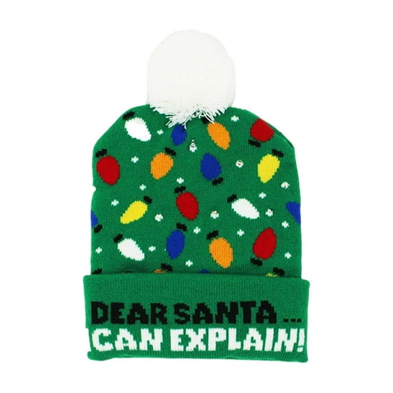 chaungfeng LED Santa Hat, Light Up Knitted Christmas Hat for Women Men, Warm Ear Protection Woolen Hat Winter Cap for Party, Gift, Event, Holiday, Indoor Outdoor