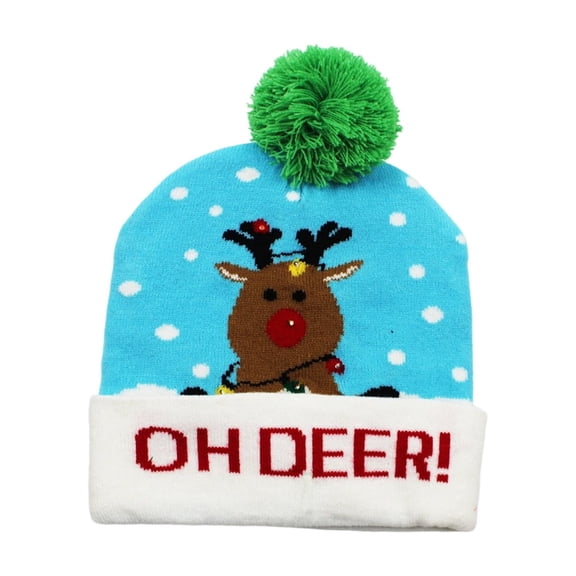 chaungfeng LED Santa Hat, Light Up Knitted Christmas Hat for Women Men, Warm Ear Protection Woolen Hat Winter Cap for Party, Gift, Event, Holiday, Indoor Outdoor