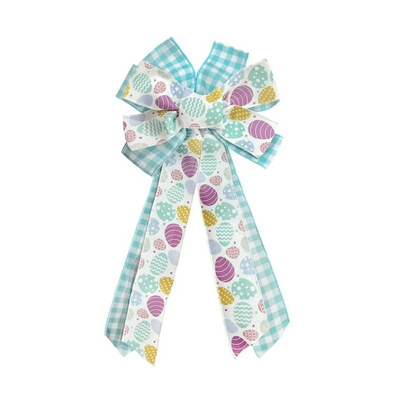 chaungfeng Large Easter Wreath Bows, Pink Spring Bows Eggs Wreath Bows 11”x25” Colorful Spring Ribbons Ornaments for Front Door Wrapped Garland Wedding Spring Party Home Decor
