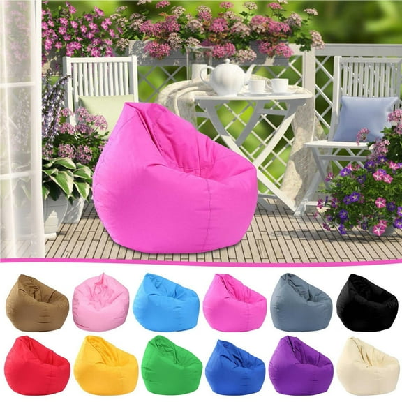 chaungfeng Large Lazy Sofas Cover Chairs wthout Filler, Cloth Lounger Seat Bean Bag Pouf Puff Couch Tatami Living Room Beanbags (Pink, 30x35inches)