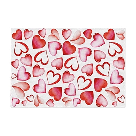 chaungfeng Love Heart Placemats, 12x18 Inch Seasonal Table Mats for Party Kitchen Dining Decoration, Valentine's Day Themed Party Supply