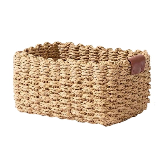chaungfeng Medium Wicker Baskets for Organizing, Recycled Paper Rope Storage Basket Container Bins for Shelves Bathroom Cupboards Drawer, Decorative Square Basket Organizer