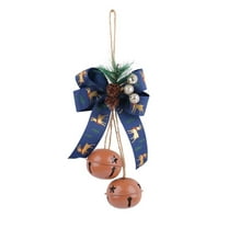 chaungfeng Metal Bell Ornament, Pinecone Bow Christmas Ball Decor with Jute Rope, for Christmas Tree, Rustic Display, Natural Theme, 4x2x10 Inches