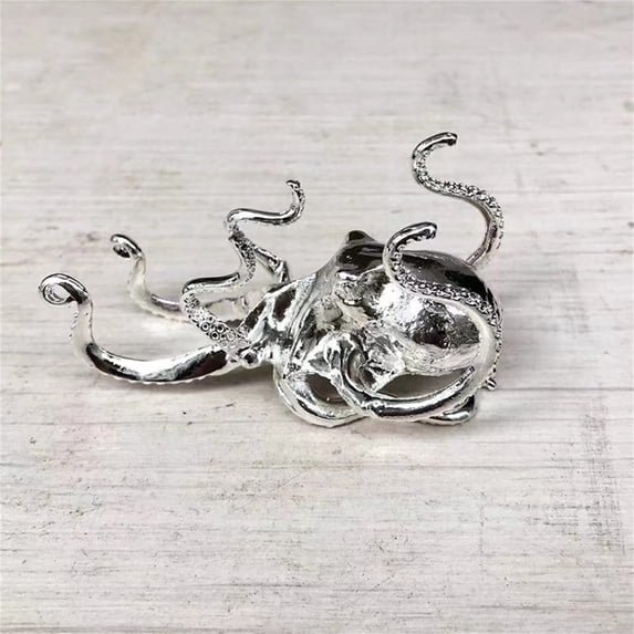 chaungfeng Metal Octopus Cuttlefish Figurines Statue Desk Stand for Phone Bracket Pen Spectacles Holder Car Ornaments Home Decor Crafts (Sliver)