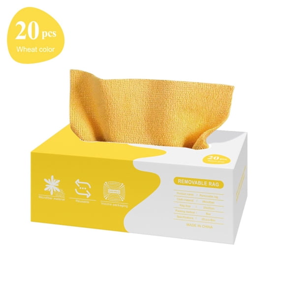 chaungfeng Microfiber Cleaning Cloth Rags In A Box 20 Count - 7.9 x 7.9in Reusable Microfiber Towels for Cars - Edgeless Towels - Yellow