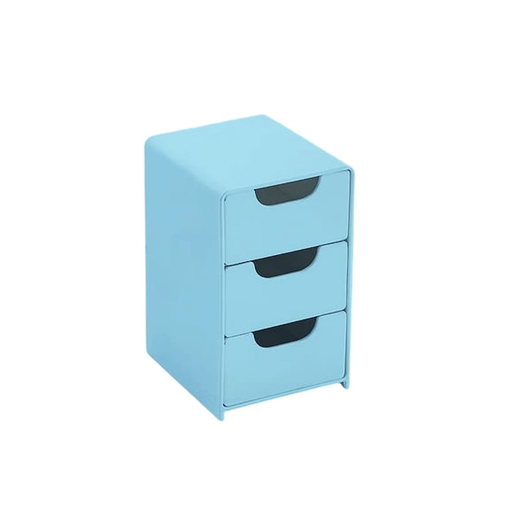chaungfeng Mini Blue Plastic 3-Drawer Organizer for Hair Accessories, Jewelry & Makeup – Small Storage Box for Clips, Scrunchies, Desk & Bathroom